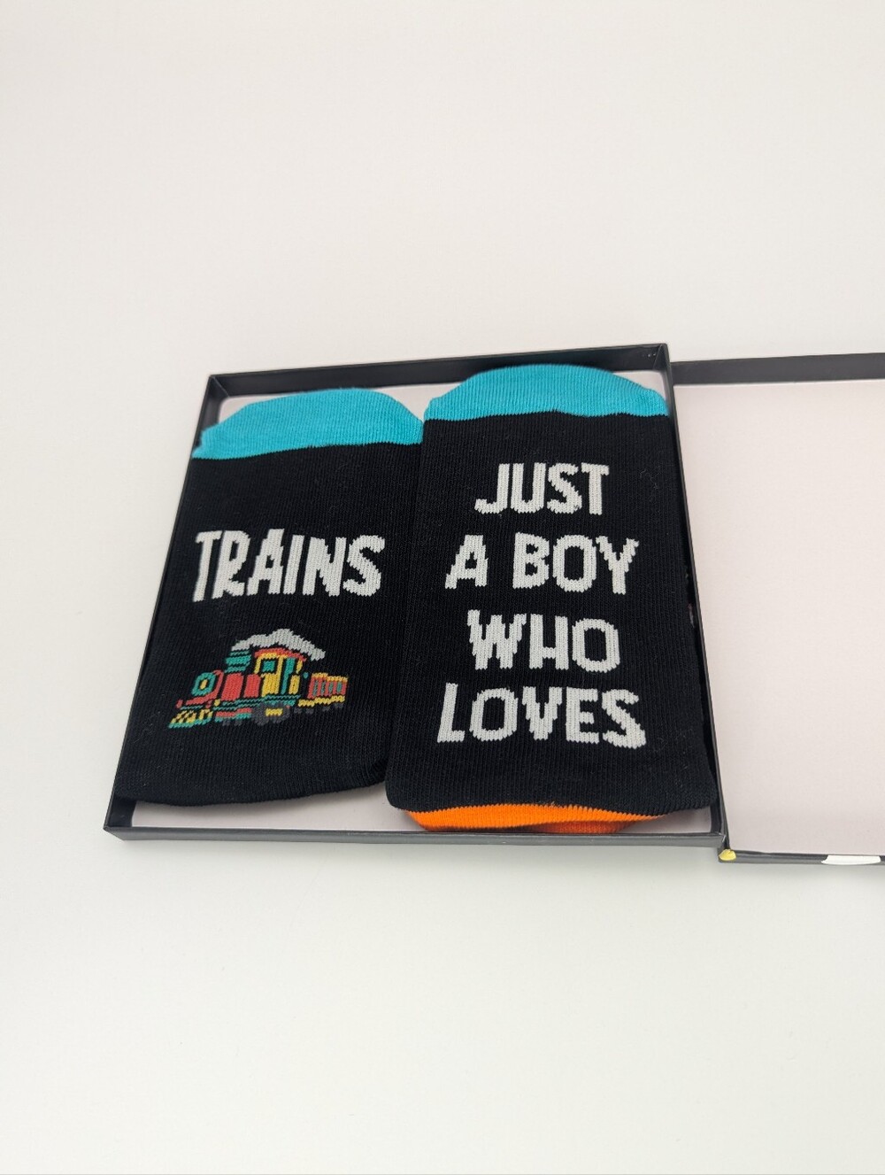 New Black 'Trains' Novelty Crew Socks - Boys sz Large